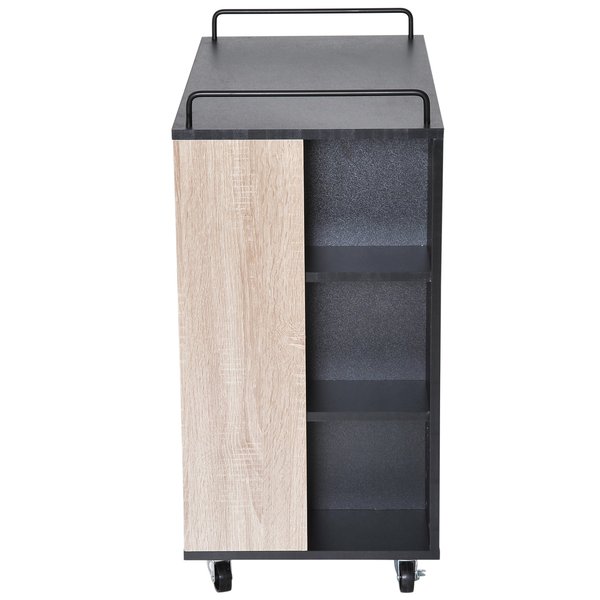 Rolling Kitchen Island, 76.5Wx40Dx82H Cm - Oak/Black Colour