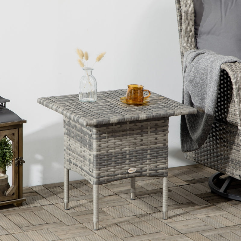 Rattan Side Table- Mixed Grey