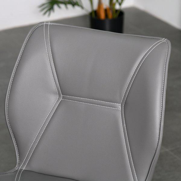 Set Of 2 Contrast Stitched PU Leather Racing-Style Dining Chairs - Grey