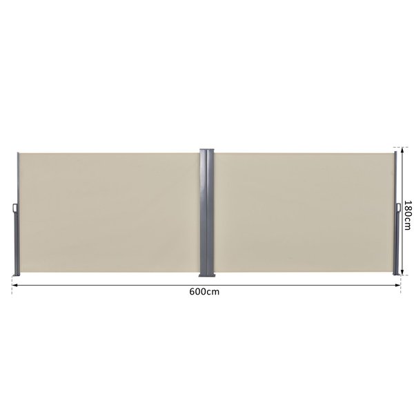 Steel Frame Retractable Double Side Awning - Beige