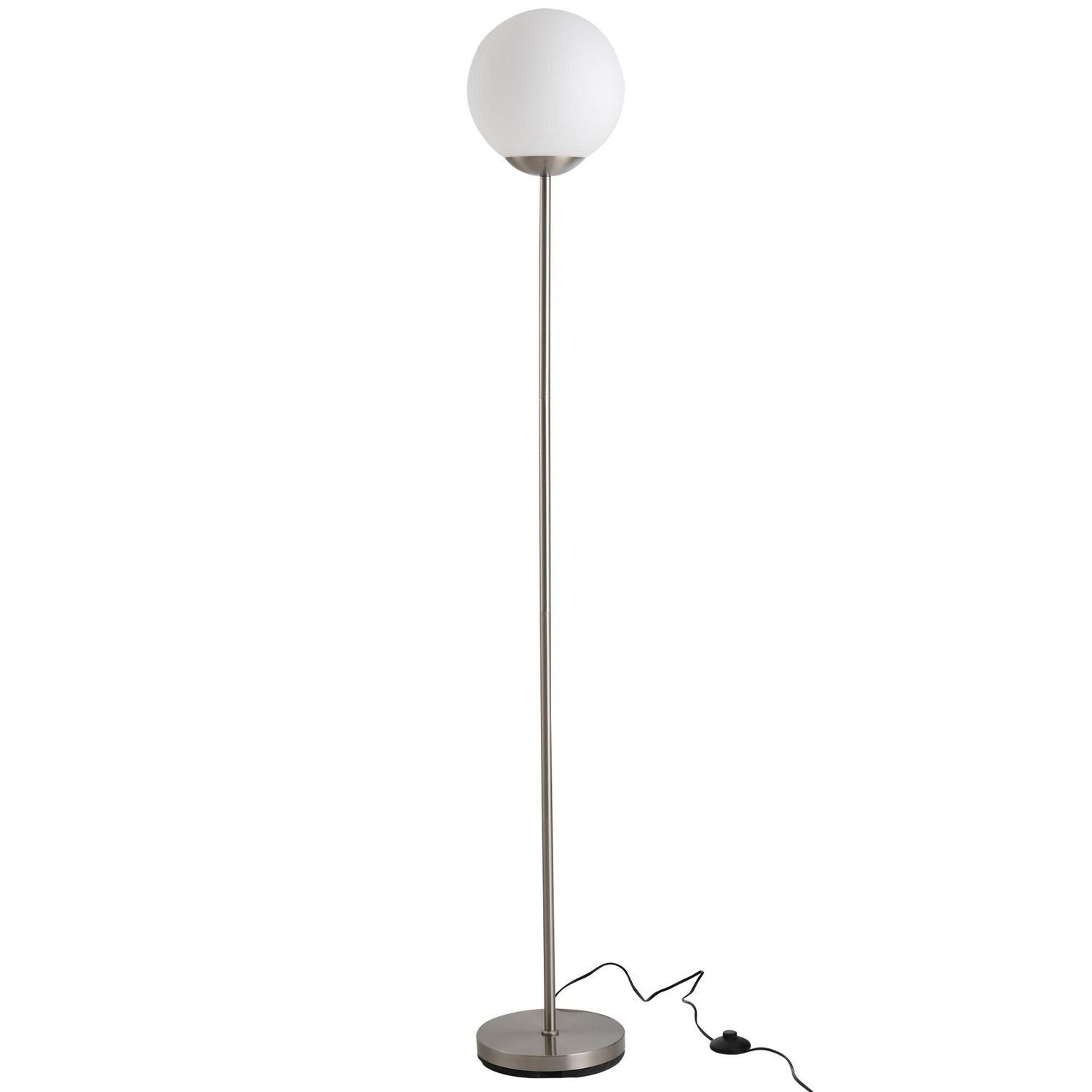 Steel Glass Sphere Floor Lamp - Silver