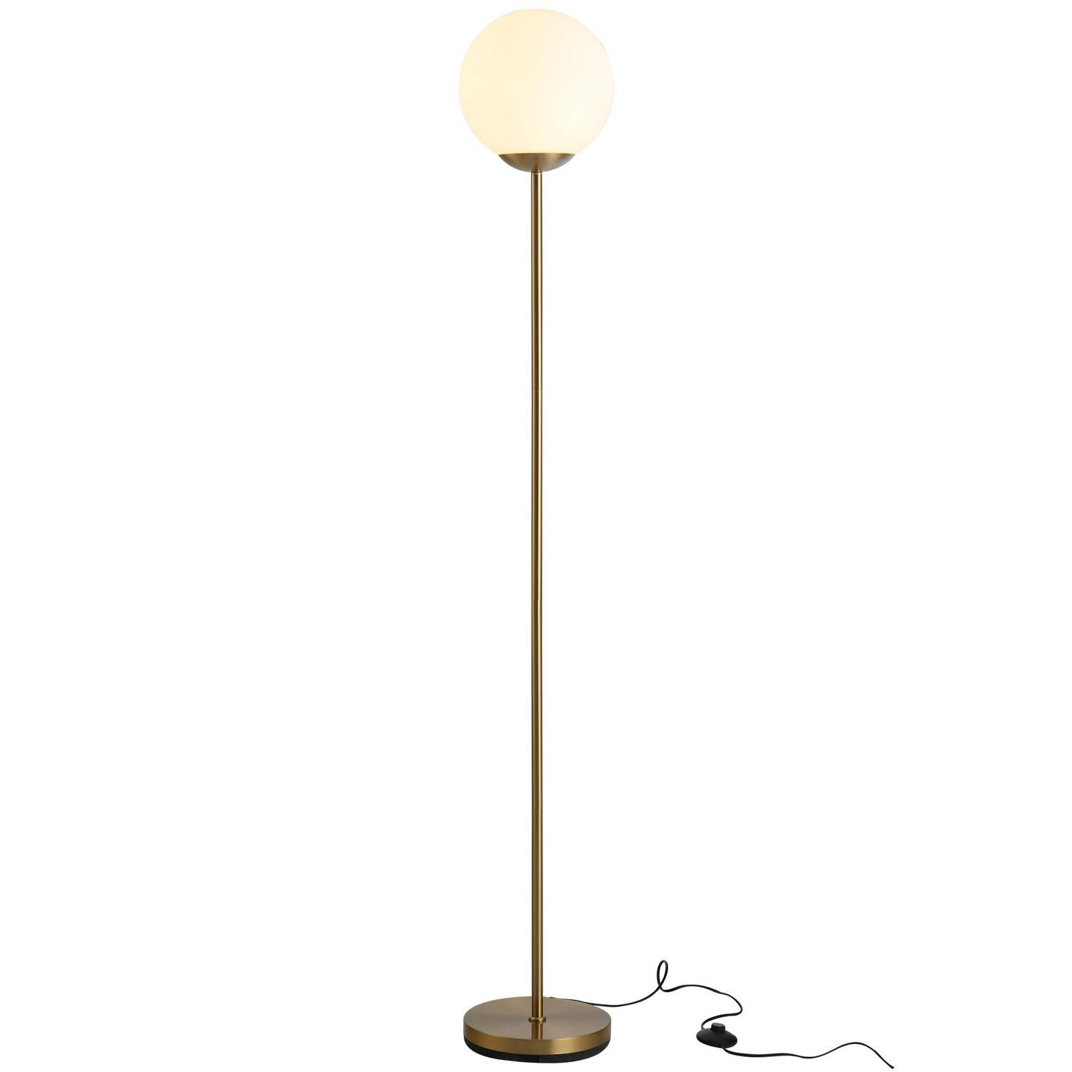 Steel Glass Sphere Floor Lamp For Living Room, Bedroom - Gold