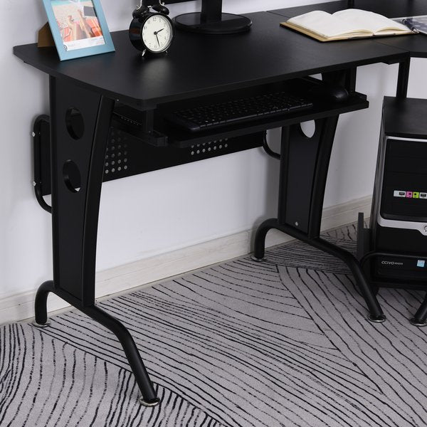 L-Shaped Corner Desk w/ Keyboard Tray, Workstation For Home & Office - Black