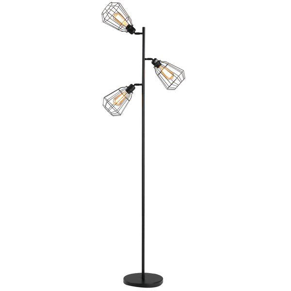 Steel Tri-Head Floor Lamp - Black