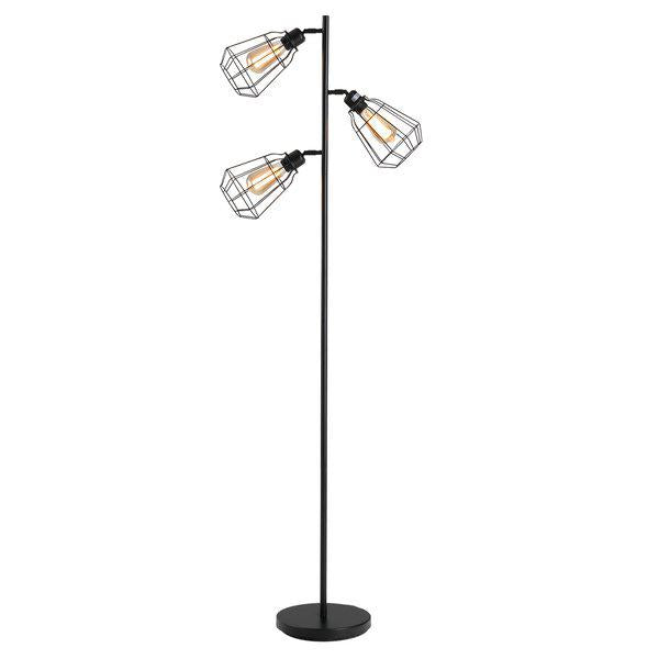 Steel Tri-Head Floor Lamp - Black