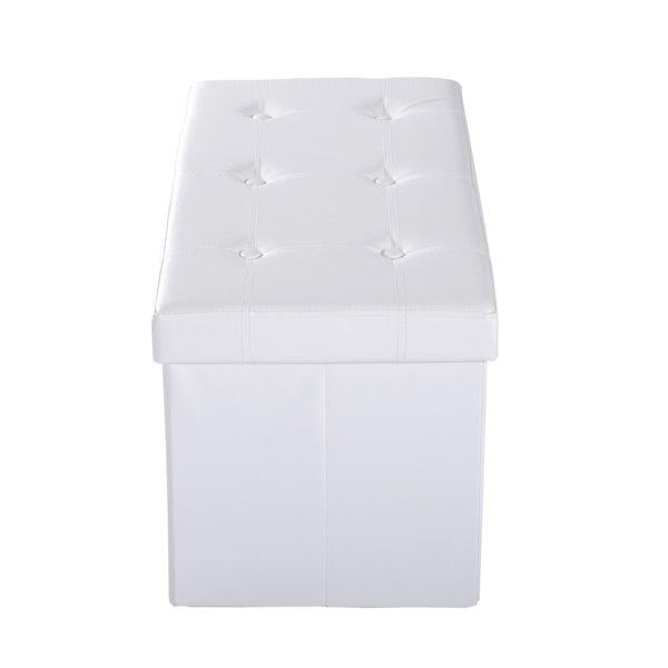 Storage Ottoman Bench Faux Leather Folding Cube  - White