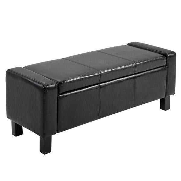 Storage Ottoman Bench PU Leather Footstool Upholstered Flip-Lip - Brown