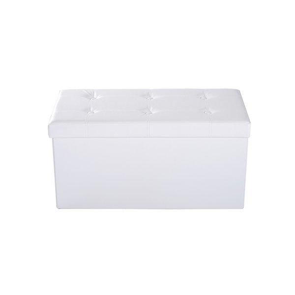 Storage Ottoman Bench Faux Leather Folding Cube  - White