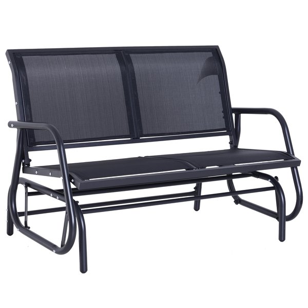 Outdoor Garden Patio Swing Chair 2-Seater Bench - Black