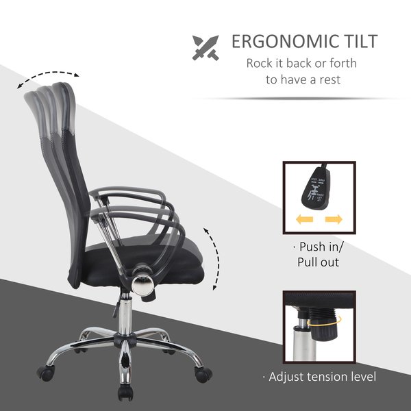 Swivel Chair For Office High Back Mesh Desk Executive Chair - Black