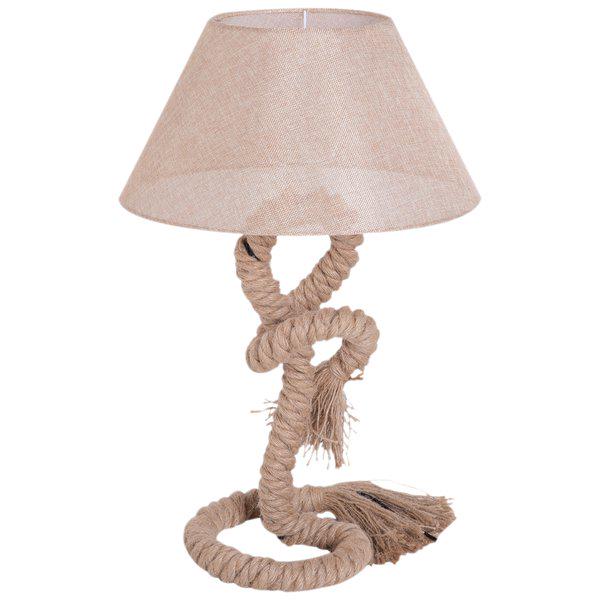 Table Lamp W/ Twisted Rope, E27 Base - Beige