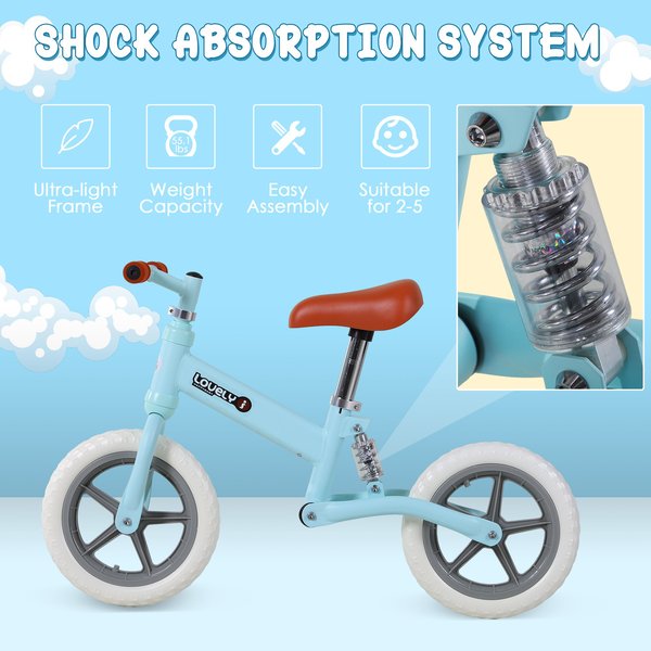 Toddler Balance Bike No Pedal Walk Training - Blue