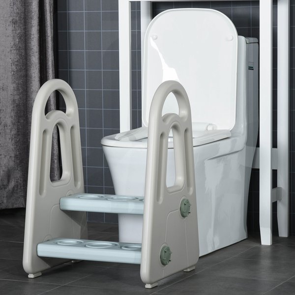 Two-Step Stool For Kids Toddlers With Handle Toilet Potty Training
