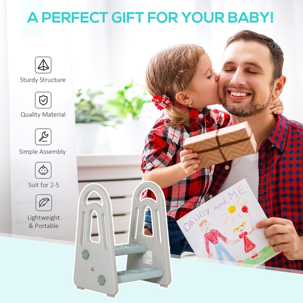Two-Step Stool For Kids Toddlers With Handle Toilet Potty Training