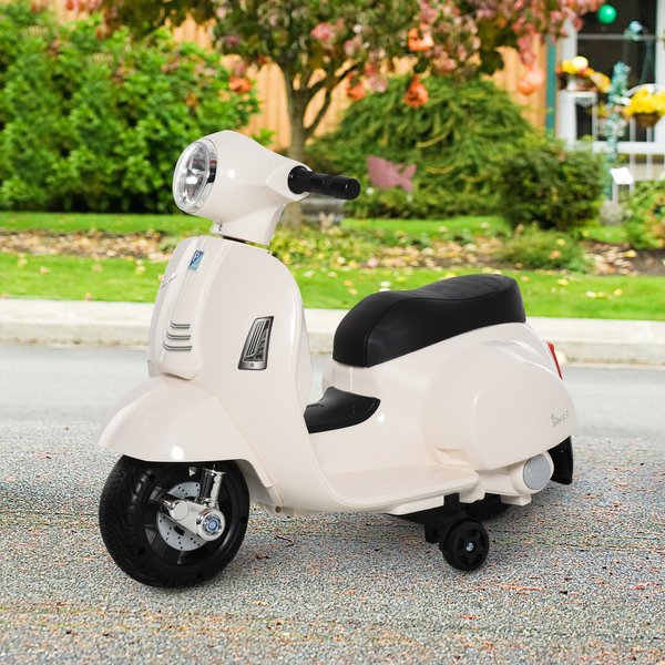 6V Battery Powered Electric Kids Ride On Motorcycle Toy - White