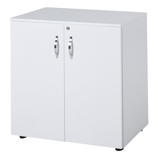 Lockable Filing Cabinet, 2-Tier Storage For Files &  Other Office Supplies - White