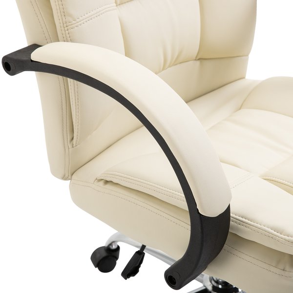 High Back Executive Office Chair, 360° Swivel, PU Leather- Beige