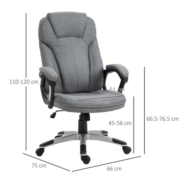 High Back Office Chair Ergonomic Swivel Rocking with Armrest - Grey