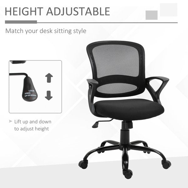 Mesh Home Office Swivel Desk PC Chair w/ Lumbar Support, Arm - Black