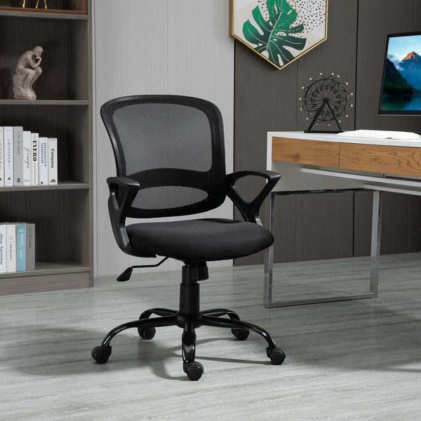 Mesh Home Office Swivel Desk PC Chair w/ Lumbar Support, Arm - Black