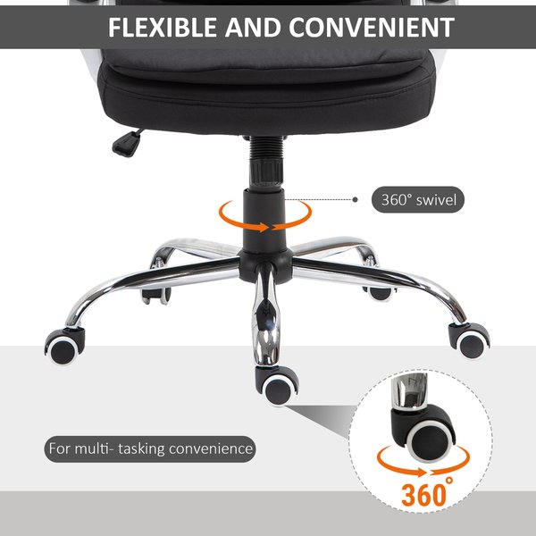 Office Armchair W/ 360° Swivel Base, Lumbar Support & Adjustable Height - Black
