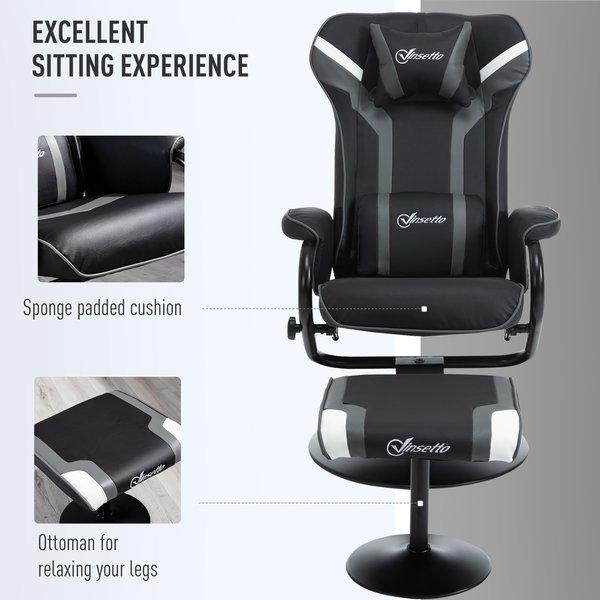 Gaming Chair W/ Pedestal Base & Footrest For Home Office - Deep Grey