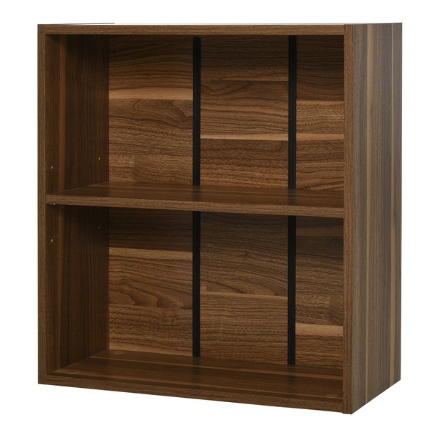 Wooden 2 Tier Storage Unit Cabinet - Walnut