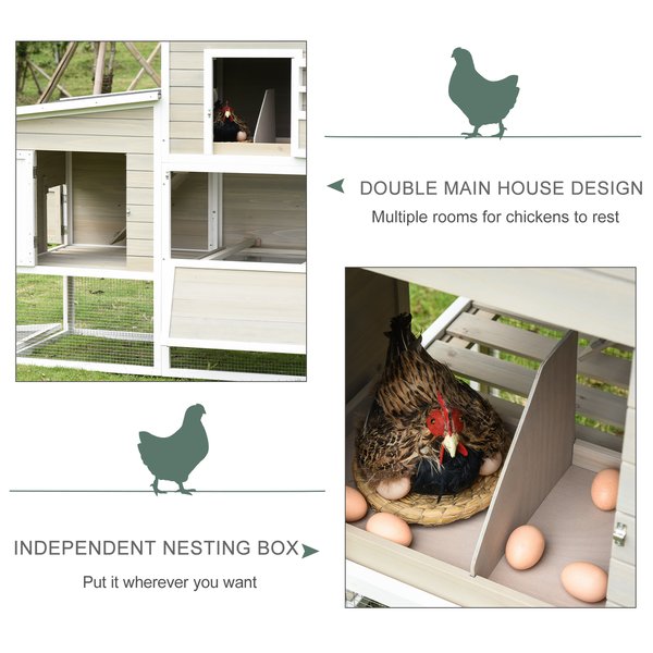 Wooden Chicken Coop Outdoor Hen House With Removable Tray Separate Nesting Box