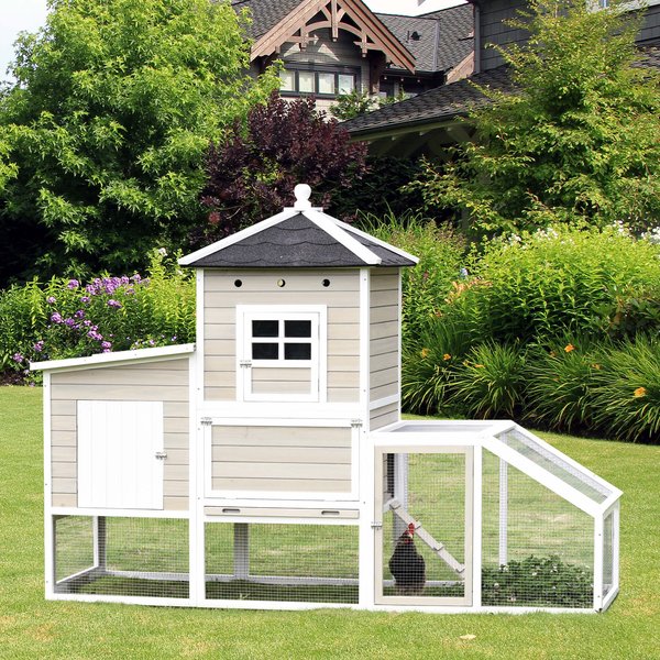 Wooden Chicken Coop Outdoor Hen House With Removable Tray Separate Nesting Box