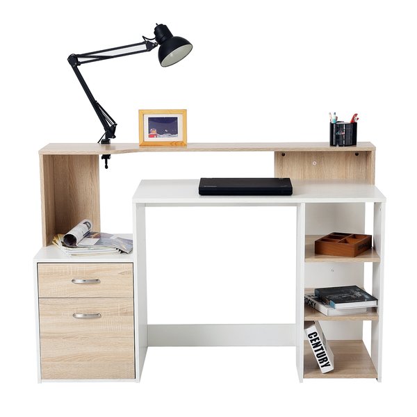 Wooden Computer Desk 140Lx55Dx92H Cm - Oak/White