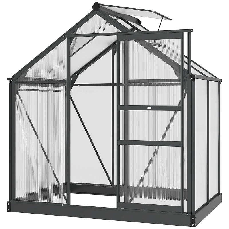 Greenhouse with Galvanized Base Aluminium Frame With Slide Door, 6 X 4ft