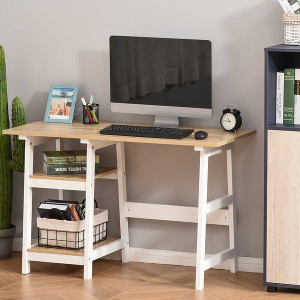 Compact Writing Table W/Shelf - White