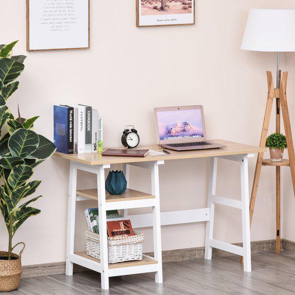 Compact Writing Table W/Shelf - White