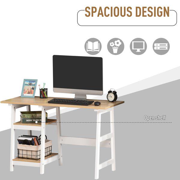 Compact Writing Table W/Shelf - White