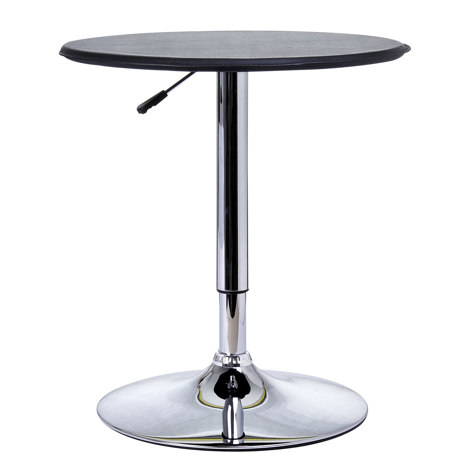Height Adjustable Round Bar Dinning Table, Steel Frame - Black/Chrome