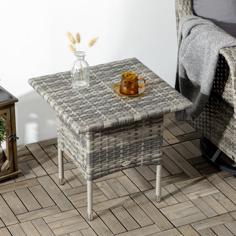 Rattan Side Table- Mixed Grey