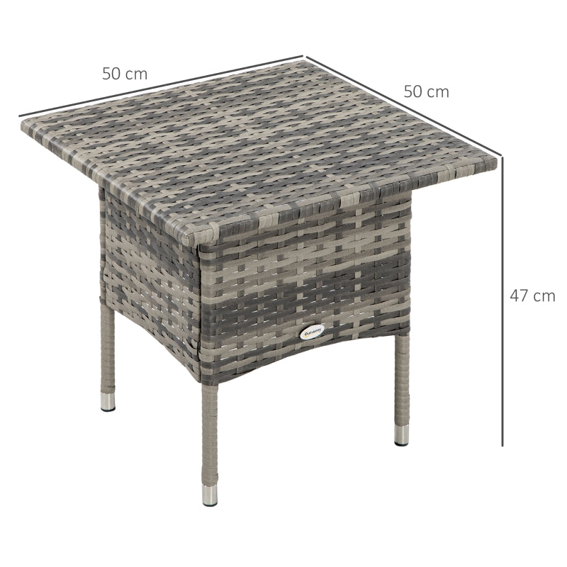 Rattan Side Table- Mixed Grey
